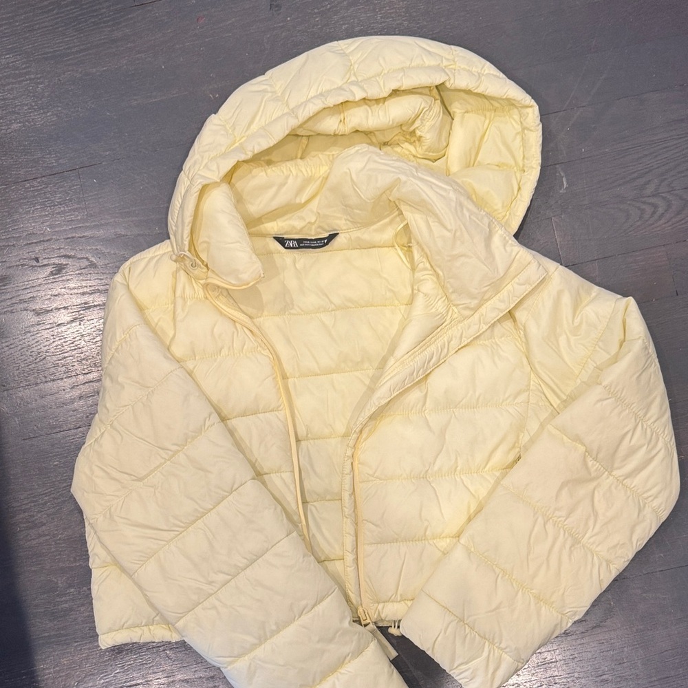 Zara Light Yellow Quilted Jacket